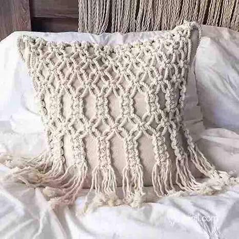 Amazon 結び目手編み枕カバー 編み物 毛糸 通販