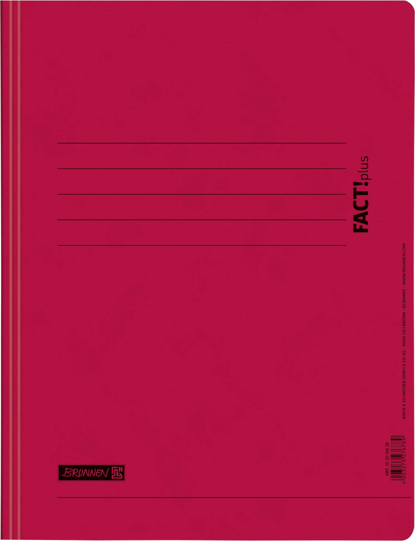 Baier & Schneider Brunnen Fact!Plus 102010620 File Folder for A4 High-Quality Pressboard Cardboard 375 g/m² 0.4 mm Thick Pack of 25 Red