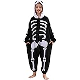 SimZoo Kids Animal Pajamas, Boy Girls Skeleton Cosplay Costume Sleepwear, One-Piece Unisex Homewear 4-13Y