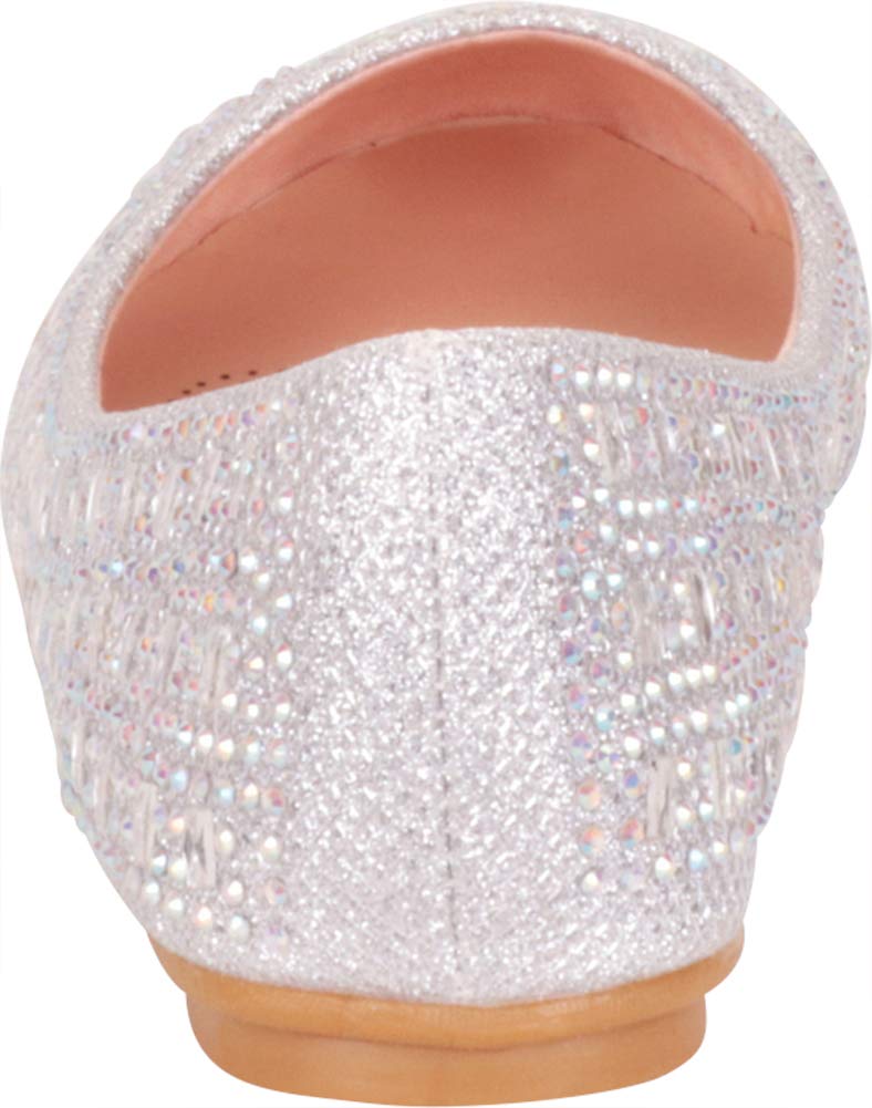 Cambridge Select Women's Round Toe Glitter Crystal Rhinestone Slip-On Ballet Flat,8 B(M) US,Silver Glitter - Image 3