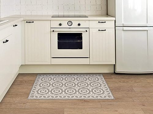 Amazon Com Vinyl Vintage Mat With Beige Tiles Linoleum