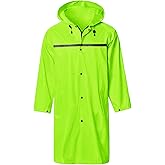 Mens Long Hooded Safety Rain Jacket Waterproof Emergency Raincoat Poncho