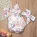 XWDA Baby Girls Romper Cotton Floral Print Newborn Infant Baby Jumpsuits Bodysuits Outfit with Headband