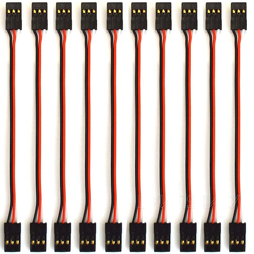Yiqigou 10 Pcs 3.9in JR Male to Male Plug Servo Extension Cable Lead Wire Cord JR Servo Cable Extension for Futaba (JR-10CM)
