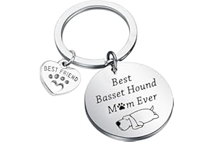 FUSTMW Basset Hound Keychain Best Basset Hound Mom Ever Gifts Dog Mom Owner Basset Hound Gifts Dog Trainer Dog Lover Gifts