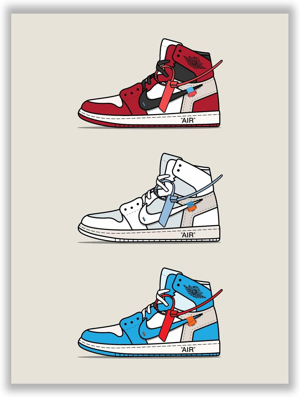 Wall Décor - Hypebeast Air Jordan Sneakers Poster – (12x16 Inch) Unframed – AJ Wall art, Hypebeast Room Decor, Gym Shoes Shoebox Collection Aesthetic Cool Poster for Teen Boys Guys Men Room Dorm Bedroom Wall Decor by LIYA Design Prints