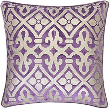 Amazon Com Homey Cozy Foil Applique Purple Throw Pillow Cover