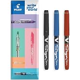 PILOT V Sign Pen Fineliner Marker 2mm Tip 0.6mm Line Essential Pack - Black, Blue &amp; Red (3)