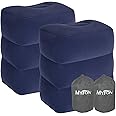 Inflatable Travel Foot Rest Pillow, Adjustable Height Leg Rest Pillow for Cars, Home, Office, Trains, Airplane, Make a Flat Bed for Baby, Kids, Toddlers, Blue, 2 Pack