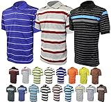 Enimay Men's Striped Polo Collared Casual Short Sleeve Dress Shirt