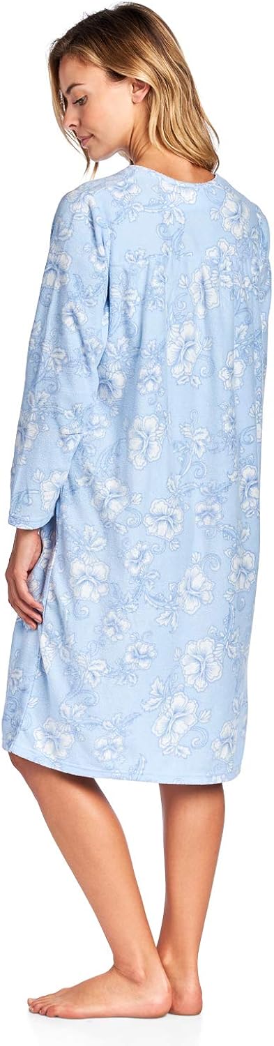 Casual Nights Women's Cozy Long Sleeve Fleece Nightgown at  Women’s Clothing store