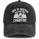 Kahhrepa Life is Better Ground The Campfire Hats, Funny Adjustable Cotton Embroidered Camping Lover Baseball Cap