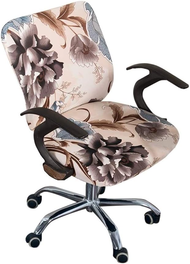 Iseedy Office Desk Rotating Chair Seat Covers Universal Stretch Spandex Computer Chair Covers (Peony)
