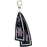 Fuerxy Plaid Scarf Bag Charm, Fashin Pearl Keychain for Purse Handbags Bag Accessories Charms Key Charms