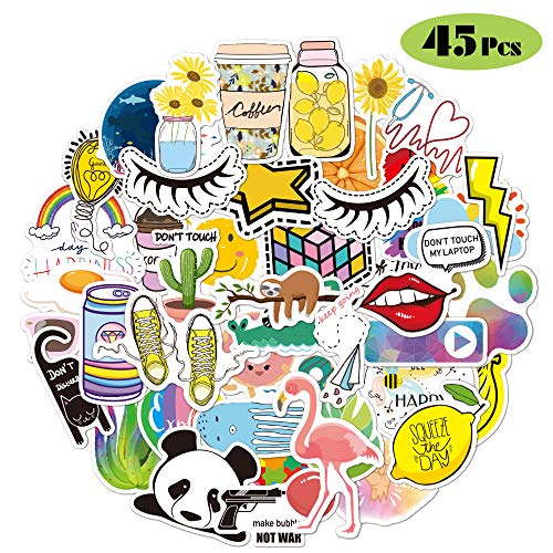 45-Pack Stickers for Water Bottles, BOENFU Cute Waterproof Asethetic Trendy 100% Vinyl Stickers for Water Bottle Hydro Flask Laptop Computer Mackbook Ipad Car Luggage Phone - Thumbnail 7