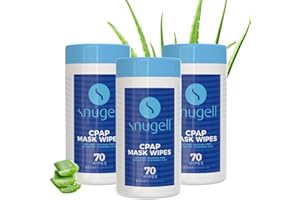 CPAP Mask Wipes by Snugell (3 Canister, 70 Count) - Unscented - 100% Soft Cotton - Lint & Alcohol Free - Skin Safe with Aloe 