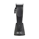 StyleCraft Ergo Professional Microchipped Magnetic Clipper with 5 Guards, Charging Stand, and 3 Customizable Colored Lids (Black, Pink, Blue)