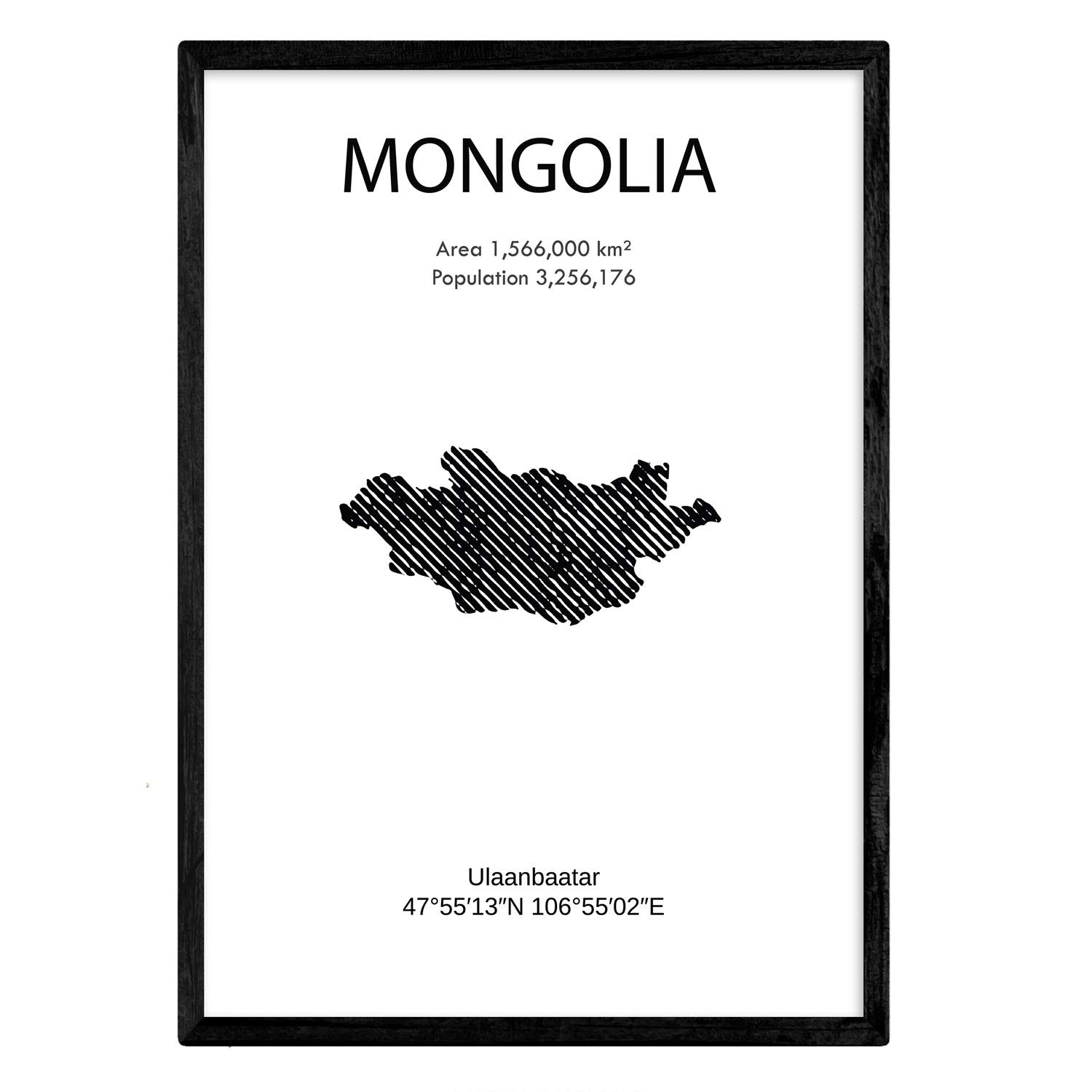 Nacnic Poster of Mongolia. Sheets of countries and continents. A3 size