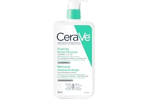 CeraVe Nettoyant moussant pour le visage, gel nettoyant pour le visage pour peaux normales à grasses, élimine l'excès d'huile et de saleté, avec acide hyaluronique, niacinamide et céramides, sans parfum, recommandé par les dermatologues, 562 ml