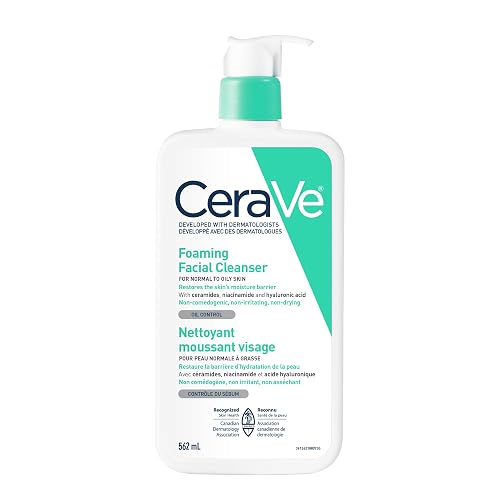 CeraVe Foaming Face Wash with Niacinamide & Hyaluronic Acid, 562mL | Removes Excess Oil & Dirt with Hyaluronic Acid, Niacinamide & Ceramides, Fragrance-Free, Recommended by Dermatologists