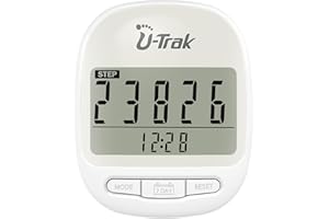 U-Trak Pedometer for Walking Simple Step Counter Accurate Step Tracker Pedometer Clip On with 7 Days Memory Distance Miles/Km, Calorie Counter, Clock, Exercise Time for Men Women Kids Senior