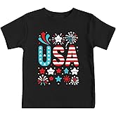 CQF USA American Flag Shirts Little Kids Boys Girls 4th of July Patriotic T-Shirt Toddler Summer Short Sleeve