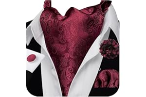 Ailisus Cravat Tie and Lapel Pin Set Mens Solid Color Paisley Ascot Silk Handkerchief Cufflinks Wedding