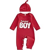 Amnnchya Newborn Boy Valentines Outfit Baby Lover One Piece Romper Waffle Long Sleeve Jumpsuit Coming Home Spring Clothes