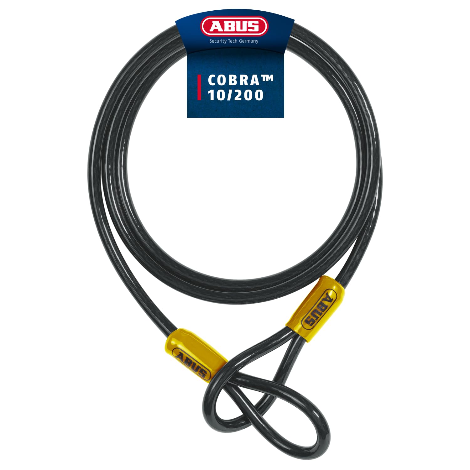 ABUS Schlaufenkabel Cobra 10 - Stahlseil mit Kunststoff ummantelt - Sicherung für Fahrrad- und Motorrad-Zubehör - 2 Meter lang, 10 mm stark
