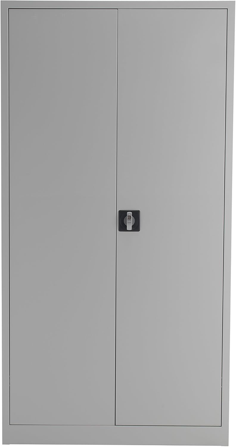 Office Hippo Steel Storage Cabinet, Lockable, Double Door, 4 Adjustable Shelves, 50kg Capacity, Grey, 179cm H - Image 3