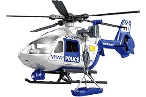 ANJARU Helicopter Toy with Lights and Sound,Simulative Rescue Helicopter Vehicles Toys for Kids Aged 3 and Up,Pull-Back Propeller Army Toys Toddler Kids Boys Gifts (Police Helicopter)