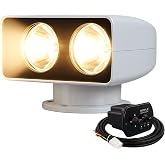 SEAFLO 03 Series 360&deg; Rotating 12V DC Remote Control Halogen Boat Searchlight &ndash;100W, IP65 Waterproof, Beam Distance: 1378 FT (420m) - CE &amp; Rohs Certified, (Candle Power: 175000cd, Voltage: 12V)