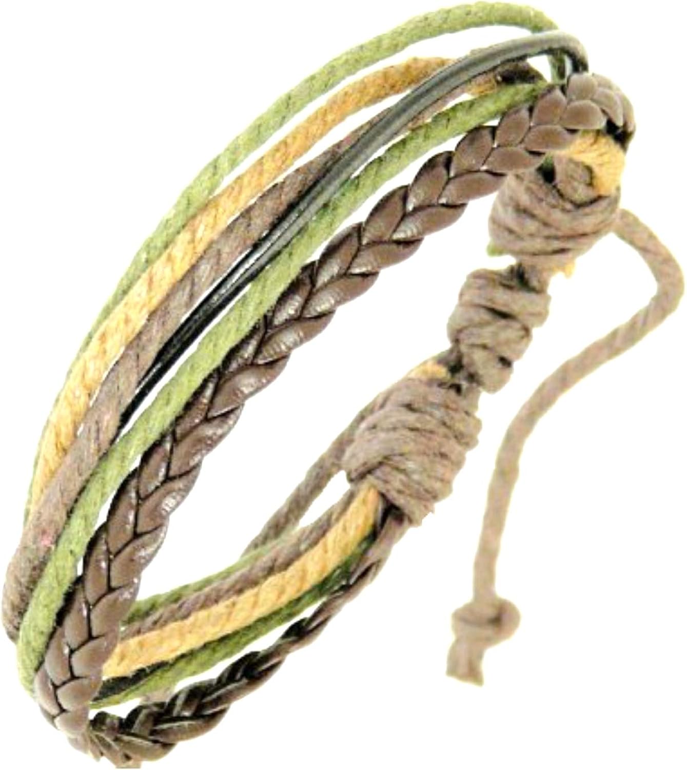 Brown Black Leather Strap Surf Wristband Bracelet Coloured Cords Cuff Bracelets