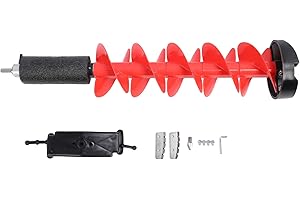 Zunate Ice Auger - 6 Inch Rotating Diameter Ice Fishing Auger Drill Bit with 2 Blades and Locating Device for Deep Ice Waters, Red