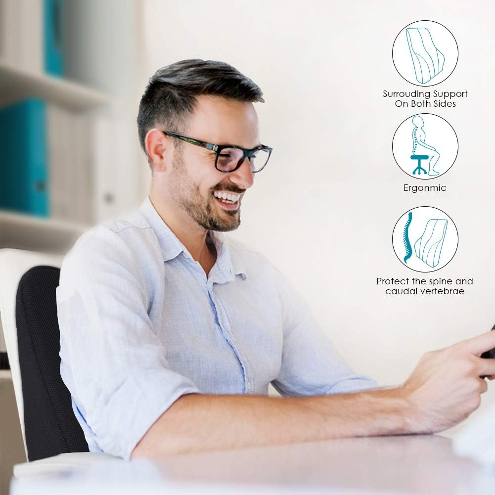 Lumbar Support Pillow for Office Chair,Memory Foam Back Cushion for Car Seat,Chair,Computer Desk Chairs,Large Ergonomic Back Pillow for Back Pain Relief,Dual Available Straps with 3D Cover Black: Home & Kitchen