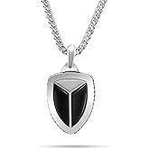 RTZN® Black Onyx Necklace for Men – Premium Dog Tag Black Onyx Mens Pendant Necklaces with Stainless Steel Box Chain 22" Inch + 2" Extension