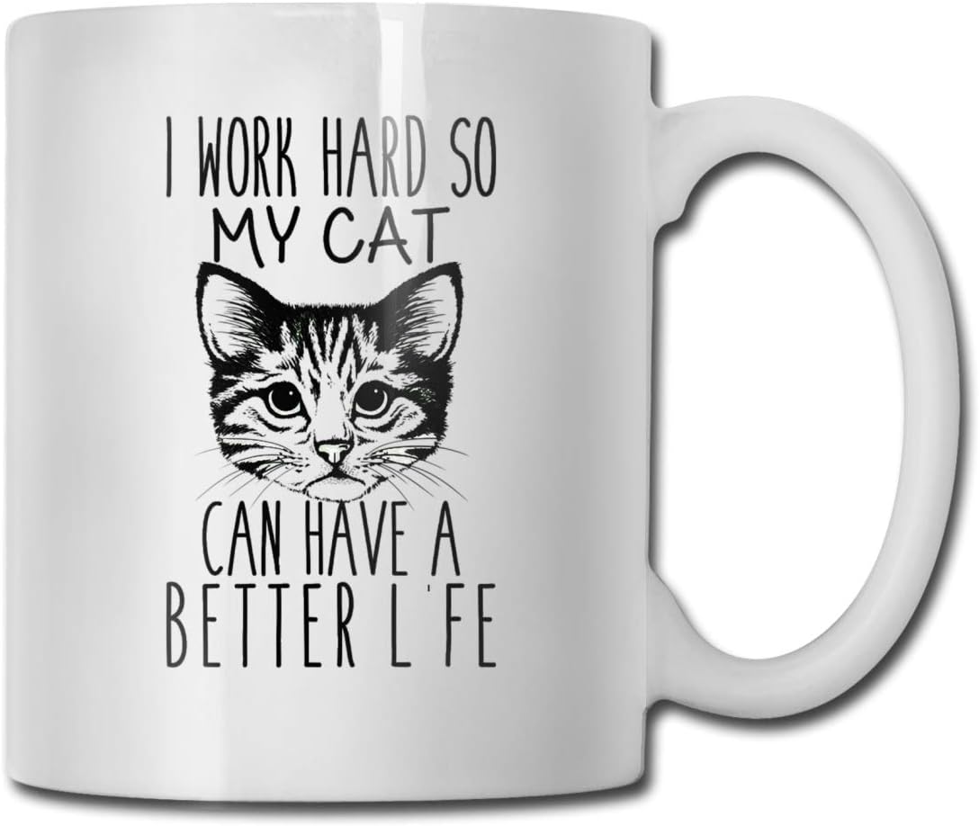 antkondnm I Work Hard So My Cat Can Have A Better Life Coffee Mug - Funny Poop Mug- 11 OZ Ceramic Coffee Cup - Unique Christmas, Birthday, for Friends, Men, Women