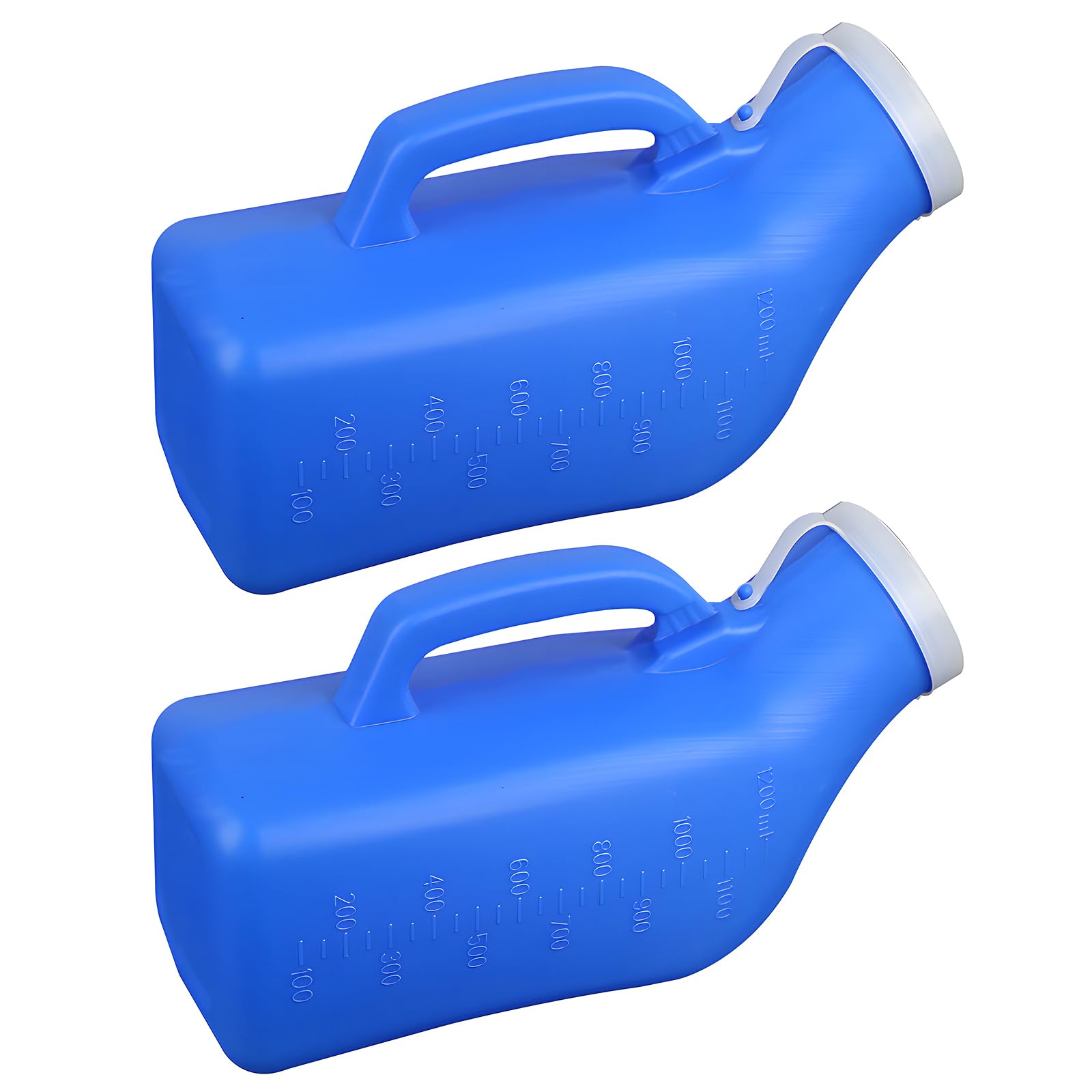 2 Pack Urinal Bottle 1200ml/34 Ounce Portable urinals, Urinal Bottles with Lid, Male Urine Bottles, Spill Proof Pee Bottle for Men for Hospital, Incontinence, Outdoor, Car, Travel, Camping(Blue)