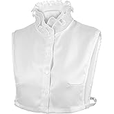 Zelphvt Fake Collar Women Detachable Dickey Collar White Chiffon Victorian Faux Shirt Adjustable Elastic Straps Versatile Fashion Accessory