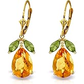 14k Yellow Gold Leverback Earrings with Peridots and Citrines
