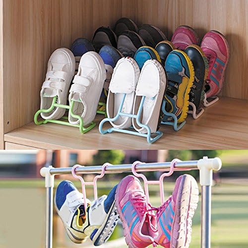 Dayalu 2 Pcs/Set Adjustable Simple Shoe Rack Shoes Organizer Shelf Plastic Shoe Hanger Double Layer Storage Shoes Rack