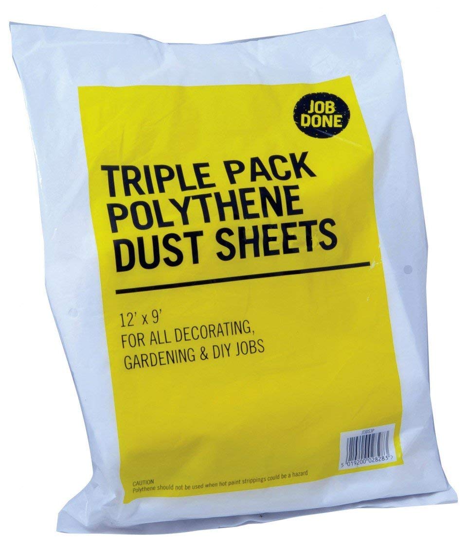 3X RODO Job Done Triple Pack 12' x 9' Polythene Plastic Decoarating Dust Cover Sheets