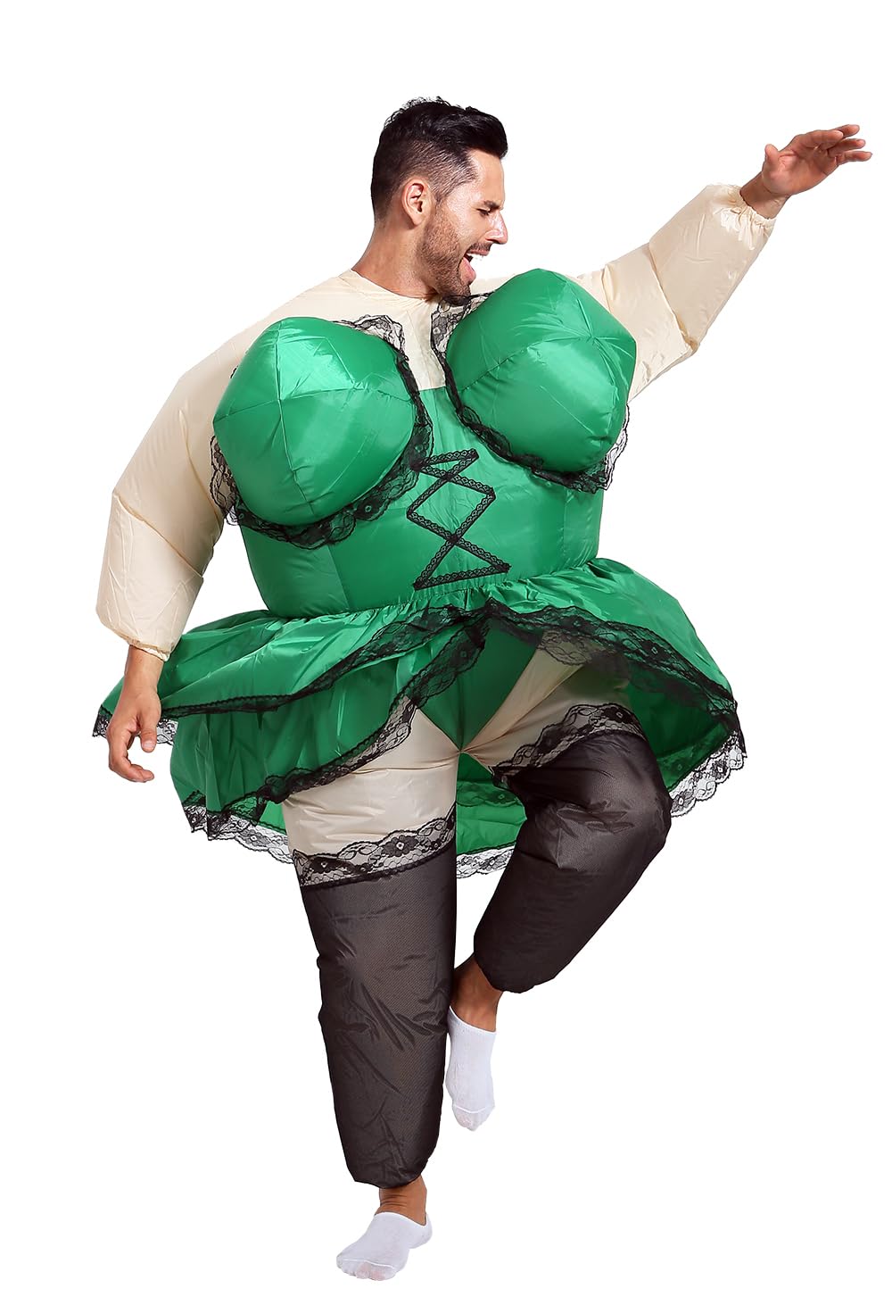 Photo 1 of GOPRIME Inflatable Costume, Barmaid Dress for St Patrick's Day, Adult Size (Green)