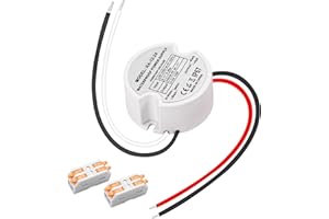 MujHoJm Waterproof IP67 LED Driver 12 Watts, LED Power Supply 24V 0.5A, Round 120V to 24V Transformer for Indoor and Outdoor LED Lighting