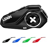LEXIN G1 Motorcycle Bluetooth Headset, 40mm Helmet Speakers, Dual Mics | Hands-Free Calls, Music &amp; GPS, IP67 Waterproof, 800mAh Battery, 4 Interchangeable Faceplates, Universal Helmet Fit