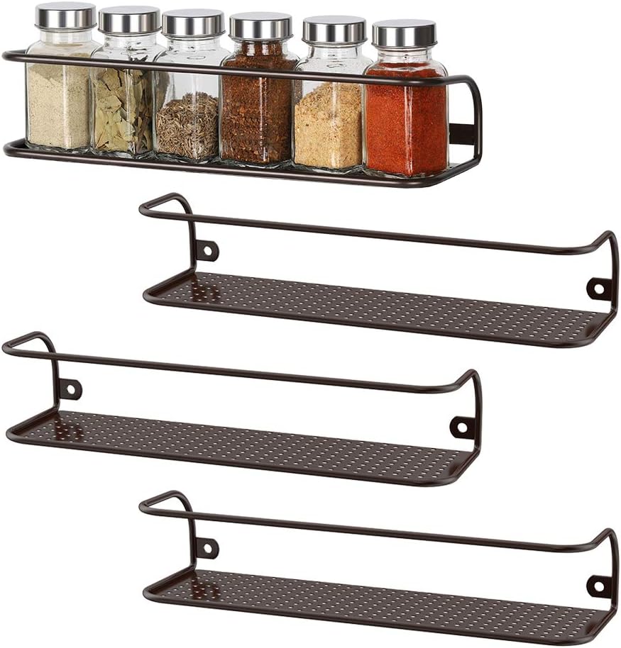 4 Pack Wall Mount Tier Spice Rack Nail Polish Rack Easy Holds up to 24