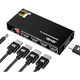 HDMI Splitter 1 in 4 Out, JCHICI HDM1 Switcher Splitter 4K@60Hz 4:4:4, HDMI Spliter for Dual Monitors, EDID Control, Compatible with Xbox PS4 Blu-Ray Player HDTV (1 Source onto 4 Displays)