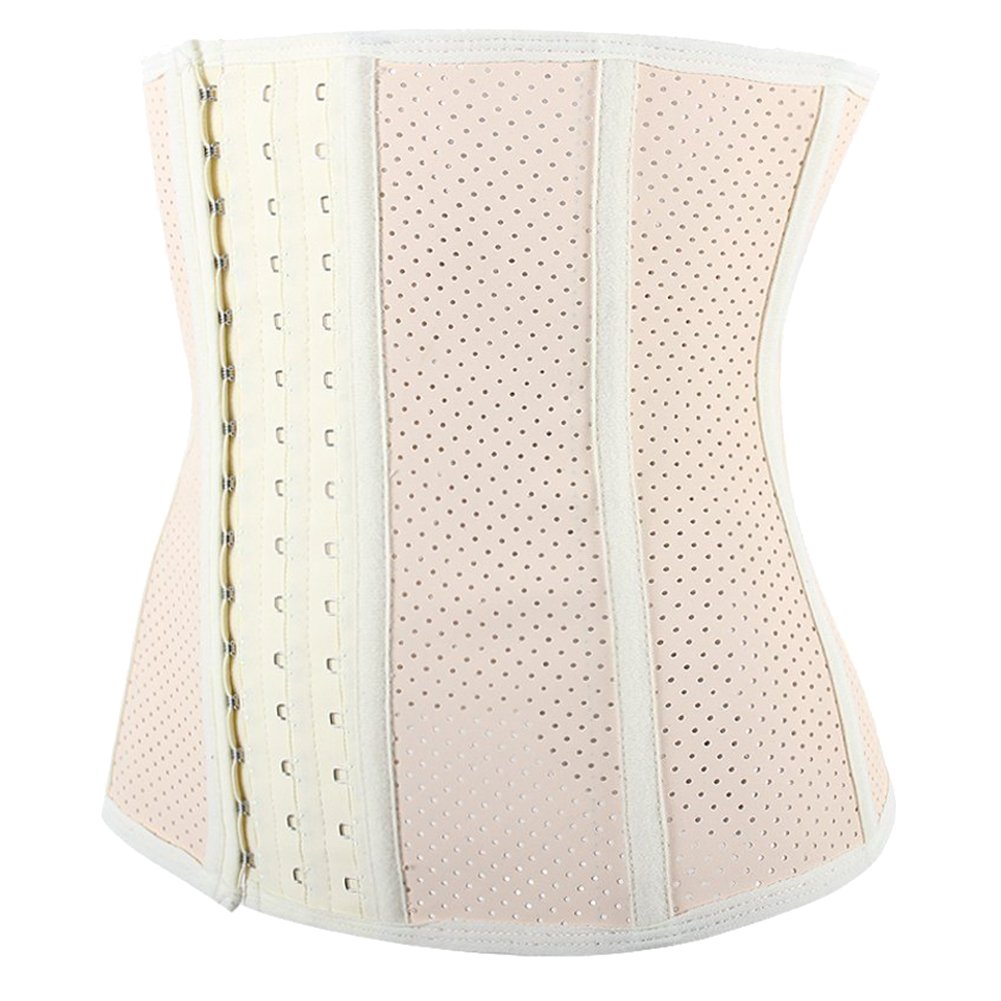 Slimming Corset Waist Trainer Steel Boned Long Torso for Women Weight Loss Beige