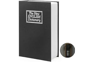 PACOLO Large Diversion Book Safe Storage Box (Size 10.5"×8"×2.6") With Security Combination Lock, Dictionary Secret Hidden Safe (Black Dictionary-Combination)