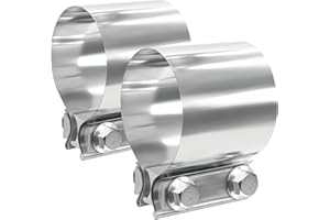 LWNWPPER Exhaust Clamp, 2.5 inch exhaust clamps, Muffler Clamp 304 Stainless Steel, Exhaust Band Clamps for Pipes(2pcs).